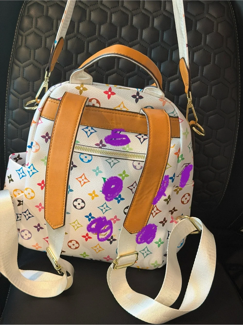 White Multicolor Logo Print Backpack - Luxury Designer Style